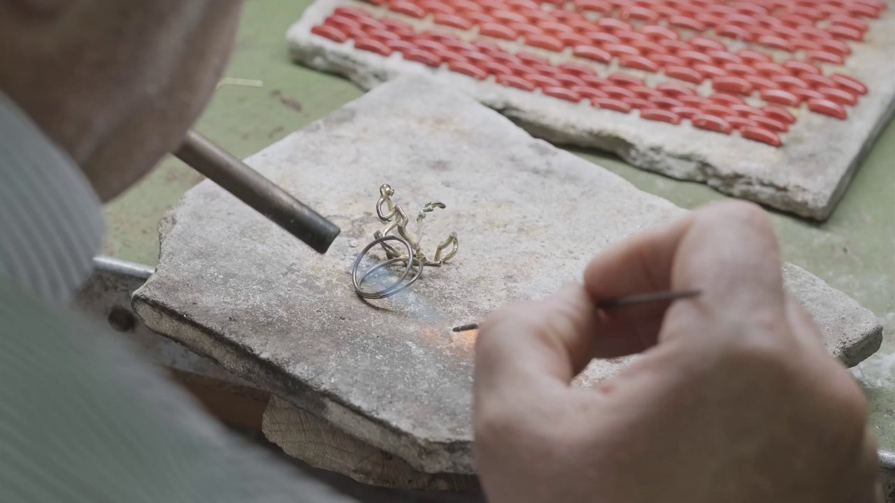Welding metal with sparks in an industrial workshop