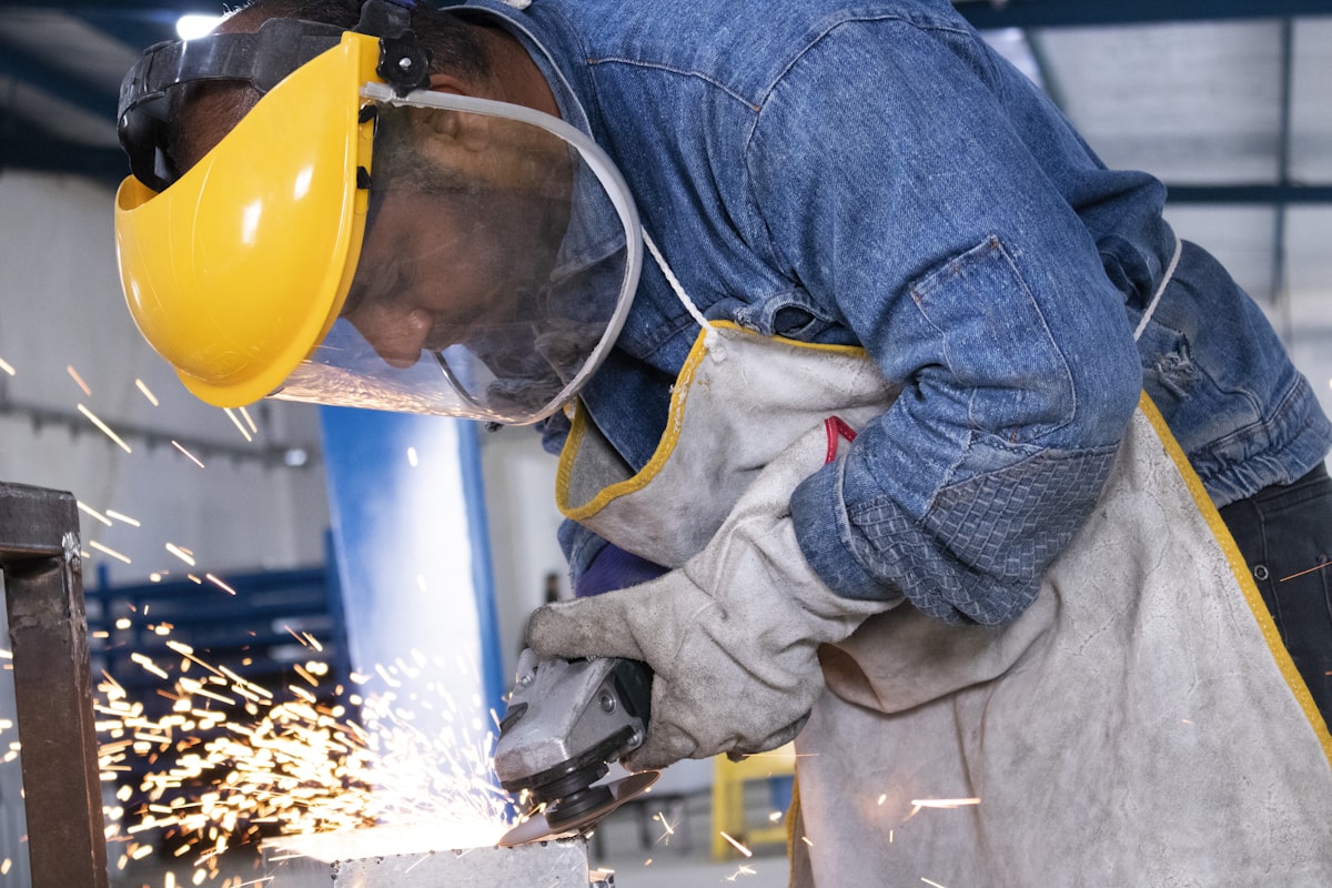 Coated cut-resistant work gloves on a job task